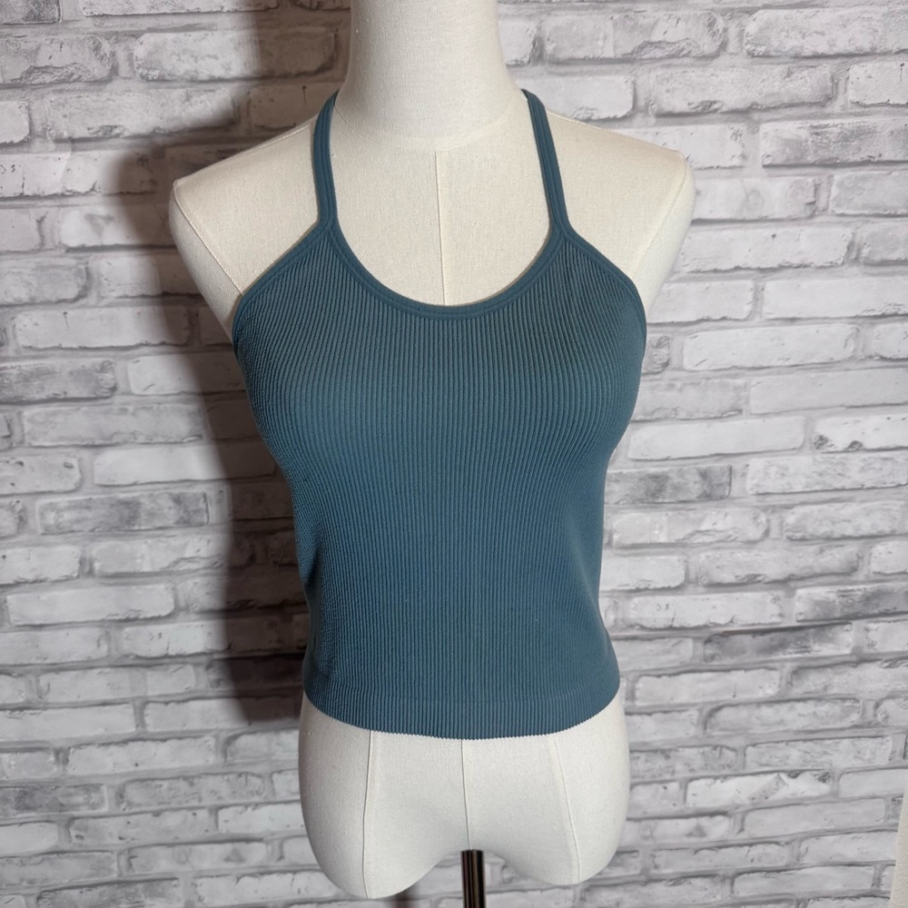 Women's Blue Ribbed Tank Top